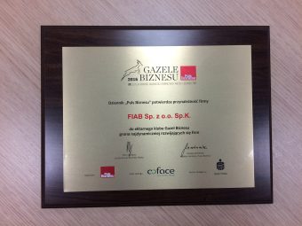 Prestigious title for FIAB – Gazela Biznesu