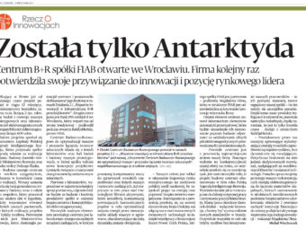 Nationwide specialist journal „Puls Biznesu” writes about Center of Research and Development FIAB