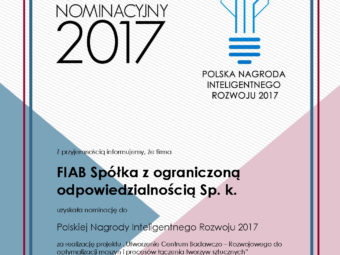 FIAB company is laureate of Polish Intelligent Development 2017 Award